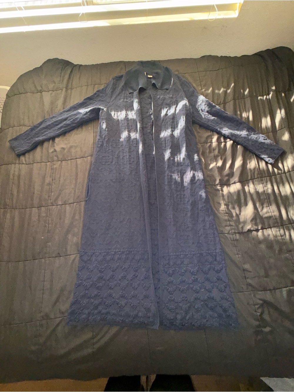 Moth Navy Blue Long Lace Robe